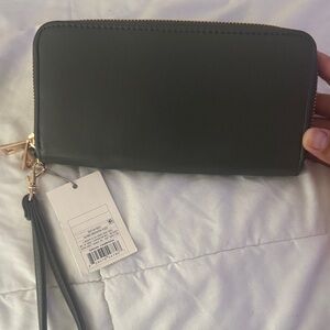 Olive green Zipper Wallet with Tassel